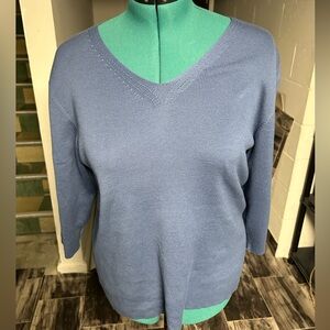 dressbarn Women's V-Neck Sweater Set of 2 in Soft Blue and Purple Size 14 16